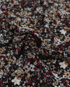 Tecido Viscose Texturizada Micro Tapete Floral Marsala, Bege e Preto