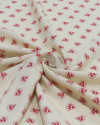Tecido Viscose Texturizada Estampa Vintage Vermelho e Creme