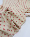 Tecido Viscose Texturizada Estampa Vintage Vermelho e Creme