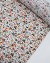 Tecido Viscose Texturizada Micro Tapete Floral Terracota, Preto e Branco
