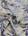 Tecido Viscose Texturizada Ramos Tons de Azul e Vanila