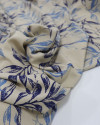 Tecido Viscose Texturizada Ramos Tons de Azul e Vanila