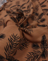 Tecido Viscose Texturizada Multi Folhagens Preto e Argila