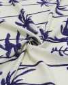 Tecido Viscose Palmeiras Azul Marinho e Creme
