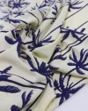 Tecido Viscose Palmeiras Azul Marinho e Creme