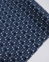 Tecido Viscose Texturizada Pontos Geométricos Offwhite, Preto e Azul Petróleo