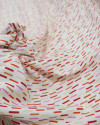 Tecido Viscose Texturizada Riscos Vermelho, Rosa e Bege
