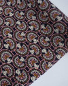 Tecido Viscose Arco de Folhas Creme, Rosa e Azul Marinho Noite