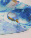 Tecido Viscose Acetinada Italiano Macro Flores Abstratas Tons de Azul
