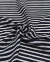Tecido Crepe de Viscose Italiano Listras Azul Marinho Noite e Branco