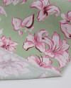 Tecido Linho Misto Macro Ramos Florais Rosa e Pistache (1.7m)