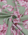 Tecido Linho Misto Macro Ramos Florais Rosa e Pistache (1.7m)
