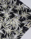 Tecido Linho Misto Macro Ramos Dourado, Branco e Preto