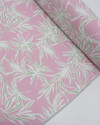 Tecido Linho Misto Macro Ramos Verde, Branco e Rosa
