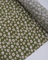 Tecido Viscose Multi Margaridas Branco e Verde Oliva