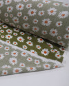 Tecido Viscose Multi Margaridas Branco e Verde Oliva