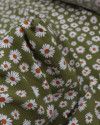 Tecido Viscose Multi Margaridas Branco e Verde Oliva