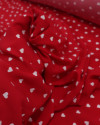 Tecido Viscose Micro Corações Branco e Vermelho