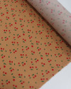 Tecido Viscose Micro Cerejas Vermelho e Caramelo