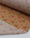 Tecido Viscose Micro Cerejas Vermelho e Caramelo