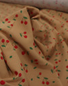 Tecido Viscose Micro Cerejas Vermelho e Caramelo