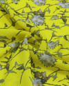 Tecido Crepe de Viscose Italiano Ramos Abstratos Amarelo