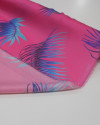 Tecido Crepe Silk Italiano Macro Folhas Tons de Azul e Rosa