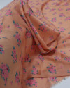 Tecido Crepe Chiffon Italiano Texturizado Buquê Floral Rosa, Verde e Laranja