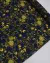 Tecido Crepe Silk Italiano Floral Boho Verde, Amarelo e Azul Marinho