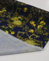 Tecido Crepe Silk Italiano Floral Boho Verde, Amarelo e Azul Marinho