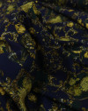Tecido Crepe Silk Italiano Floral Boho Verde, Amarelo e Azul Marinho