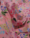Tecido Crepe Silk Italiano Pintura Floral Abstrata Colorida e Rosa