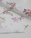 Tecido Viscose Sarjada Italiano Buquê Floral Tons de Rosa e Branco