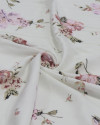 Tecido Viscose Sarjada Italiano Buquê Floral Tons de Rosa e Branco