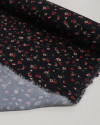 Tecido Viscose Sarjada Italiano Micro Flores Vermelho, Rosa e Preto