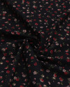 Tecido Viscose Sarjada Italiano Micro Flores Vermelho, Rosa e Preto