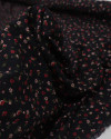 Tecido Viscose Sarjada Italiano Micro Flores Vermelho, Rosa e Preto