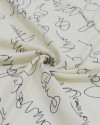 Tecido Crepe de Viscose Italiano Rascunhos Preto e Creme