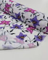 Tecido Crepe Koshibo Leve Italiano Ramos Florais Rosa, Lilás e Branco