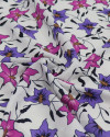 Tecido Crepe Koshibo Leve Italiano Ramos Florais Rosa, Lilás e Branco
