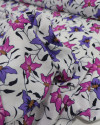 Tecido Crepe Koshibo Leve Italiano Ramos Florais Rosa, Lilás e Branco