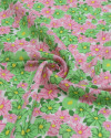 Tecido Crepe de Viscose Italiano Tapete Floral Verde, Rosa e Branco