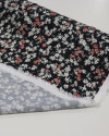 Tecido Viscose Sarjada Italiano Micro Tapete Floral Colorido e Preto