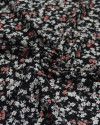 Tecido Viscose Sarjada Italiano Micro Tapete Floral Colorido e Preto