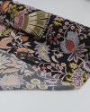 Tecido Crepe de Viscose Italiano Arabesco e Flores Colorido e Preto