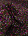 Tecido Crepe de Viscose Italiano Micro Tapete Floral e Ramos Roxo, Bege e Preto