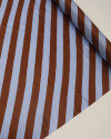 Tecido Viscose Acetinada Italiano Listras Diagonais Marrom e Azul Celeste