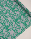Tecido Viscose Italiano Ramos Florais Abstratos Cinza e Verde