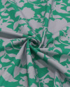Tecido Viscose Italiano Ramos Florais Abstratos Cinza e Verde