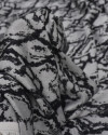 Tecido Viscose Acetinada Italiano Estampa Abstrata Cinza e Preto